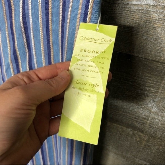 Coldwater Creek NWT petite medium Brook linen blend stripe beach pant - Picture 3 of 5